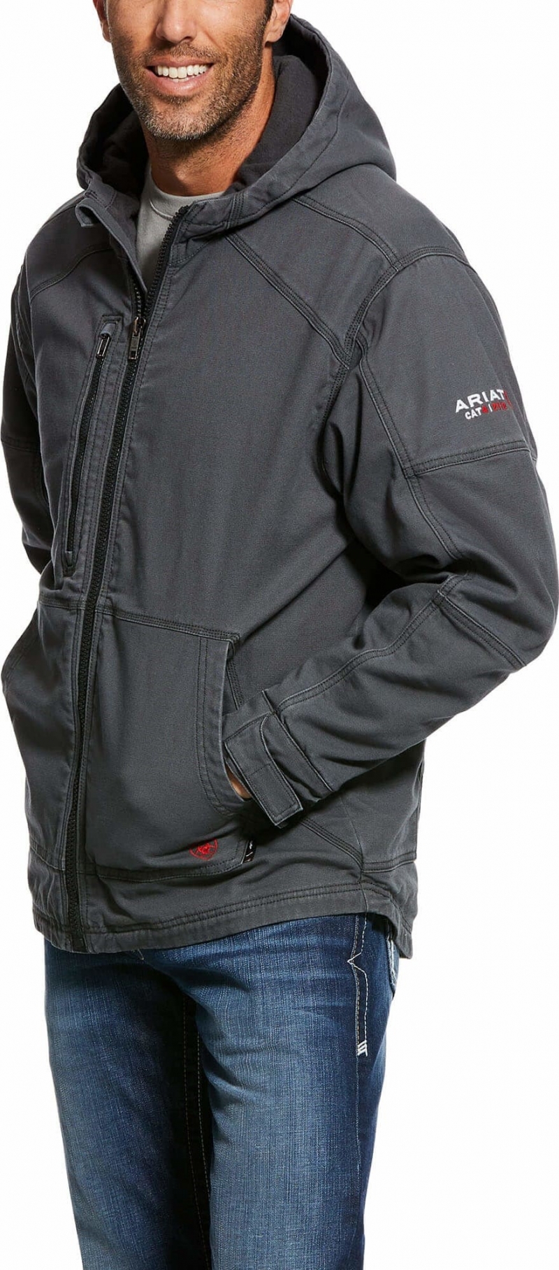 Ariat FR Duralight Stretch Canvas Hooded Jacket - Iron Grey
