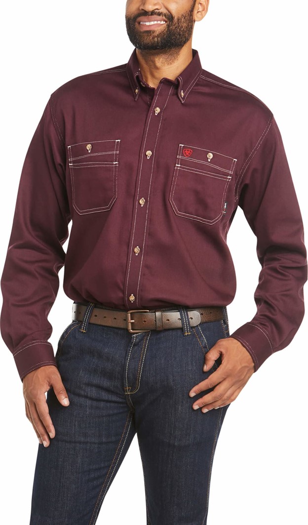 *SALE* LIMITED SIZES & QUANTITIES LEFT!!  Ariat FR Button Front Vented Work Shirt - Malbec