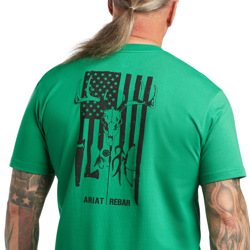 *SALE* LIMITED SIZES AND STOCK LEFT !! Ariat Rebar Cotton Strong American Outdoors Crewneck Pocket S/S Shirt - Amazon