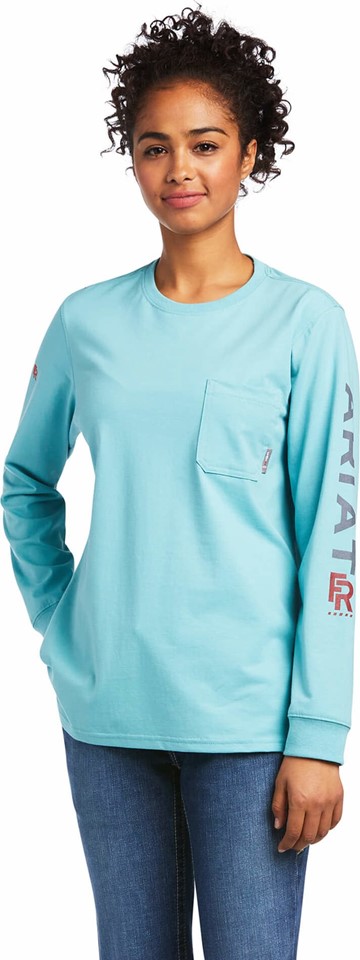 *SALE* ONLY 2X-PLUS LEFT!! Ariat Women's FR Stretch Logo L/S Shirt - Meadowbrook