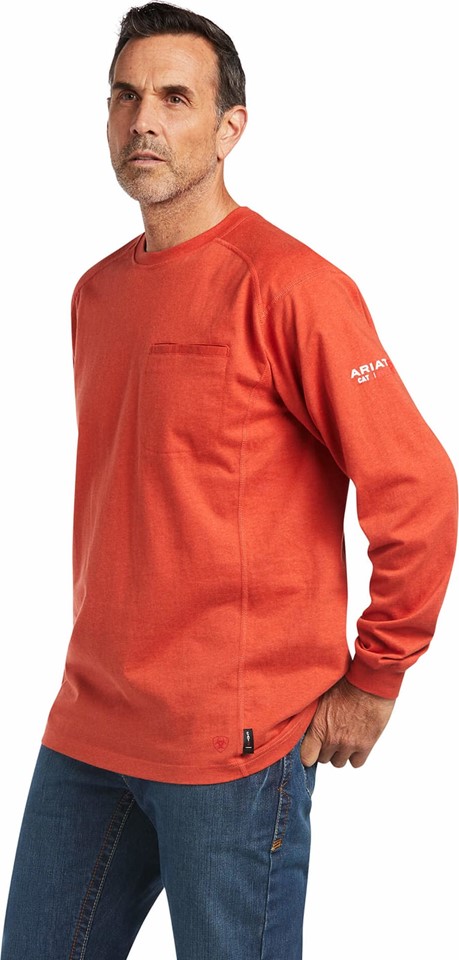 *SALE* LIMITED SIZES & QUANTITIES LEFT!!  Ariat FR Air Crewneck Pocket L/S Shirt- Volcanic Heather