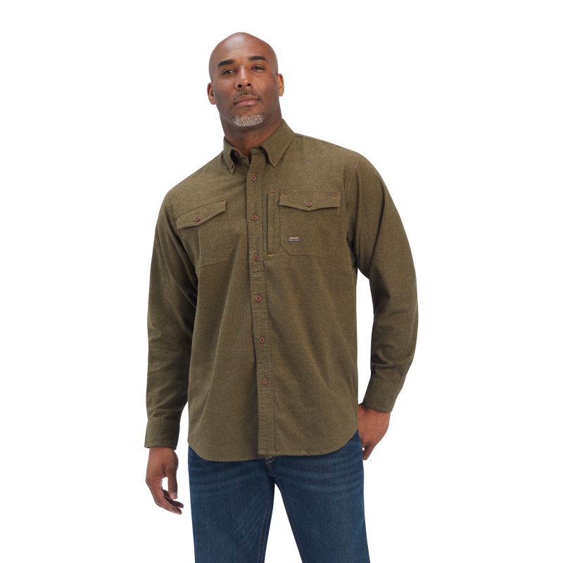 *SALE* ONLY LARGE - XLT LEFT!!  Ariat Rebar Flannel DuraStretch Button Front L/S Shirt - Wren Heather