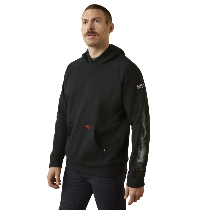 *SALE* ONLY XLT LEFT!! Ariat FR Durastretch Flames Hooded Pullover Sweatshirt - Black