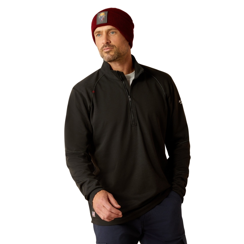 Ariat FR Primo Quarter-Zip Lightweight Dual Hazard Base Layer L/S Shirt - Black