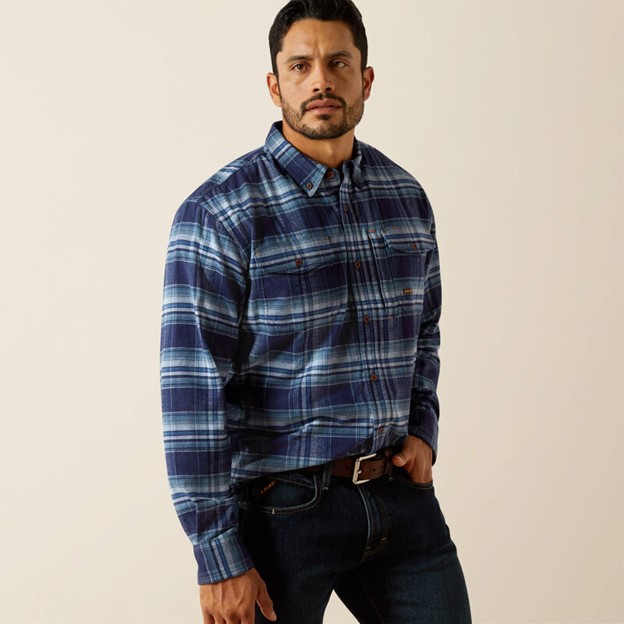 Ariat Rebar Flannel DuraStretch Button Front L/S Work Shirt - Monument