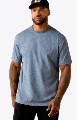 Ariat Rebar Cotton Strong Standard S/S Shirt - Baleen Blue Heather