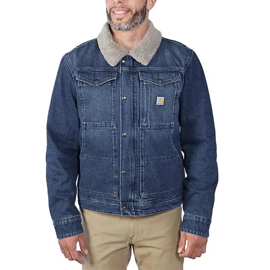 *SALE* LIMITED SIZES & QUANTITIES LEFT!!  Carhartt New Relaxed Fit Denim Sherpa-Lined Jacket - Beech