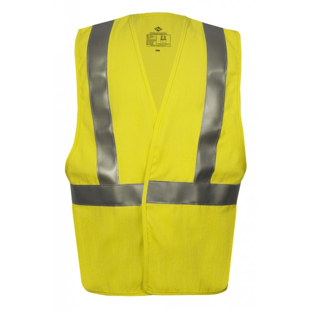 NSA DRIFIRE® FR HI-VIS Class 2 Dual Hazard Deluxe Velcro-Closure Safety Vest with Pockets - Hi-Vis Yellow