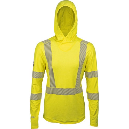 Dragonwear Women's FR HI-VIS Pro Dry Tech Hooded L/S Shirt - Hi-Vis Yellow